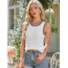 imageGRACE KARIN Women 2025 Summer Sleeveless Sweater Crochet Knit Tank Tops Sweater Lightweight Waffle Contrast Sweater VestWhite