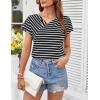 imageGRACE KARIN Womens Summer Tops Short Sleeve V Neck Striped T Shirt Casual Comfy Dressy BlousesBlackwhite Stripe