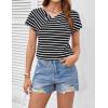 imageGRACE KARIN Womens Summer Tops Short Sleeve V Neck Striped T Shirt Casual Comfy Dressy BlousesBlackwhite Stripe