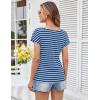 imageGRACE KARIN Womens Summer Tops Short Sleeve V Neck Striped T Shirt Casual Comfy Dressy BlousesBluewhite Stripe