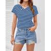 imageGRACE KARIN Womens Summer Tops Short Sleeve V Neck Striped T Shirt Casual Comfy Dressy BlousesBluewhite Stripe