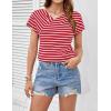 imageGRACE KARIN Womens Summer Tops Short Sleeve V Neck Striped T Shirt Casual Comfy Dressy BlousesRedwhite Stripe