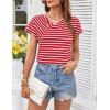 imageGRACE KARIN Womens Summer Tops Short Sleeve V Neck Striped T Shirt Casual Comfy Dressy BlousesRedwhite Stripe