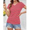 imageGRACE KARIN Womens Summer Tops Short Sleeve V Neck Striped T Shirt Casual Comfy Dressy BlousesRedwhite Stripe