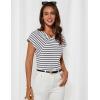 imageGRACE KARIN Womens Summer Tops Short Sleeve V Neck Striped T Shirt Casual Comfy Dressy BlousesWhiteblack Stripe