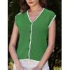 imageGRACE KARIN Womens Sweater Vest 2025 Summer Casual V Neck Cap Sleeve Button Down Sleeveless Knit TopGrass Green