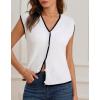 imageGRACE KARIN Womens Sweater Vest 2025 Summer Casual V Neck Cap Sleeve Button Down Sleeveless Knit TopIvory