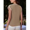 imageGRACE KARIN Womens Sweater Vest 2025 Summer Casual V Neck Cap Sleeve Button Down Sleeveless Knit TopKhaki