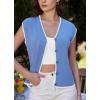 imageGRACE KARIN Womens Sweater Vest 2025 Summer Casual V Neck Cap Sleeve Button Down Sleeveless Knit TopSky Blue