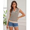 imageGRACE KARIN Womens Sweater Vest Top Striped V Neck Polo Summer Tank TopApricot