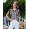 imageGRACE KARIN Womens Sweater Vest Top Striped V Neck Polo Summer Tank TopBlack