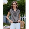 imageGRACE KARIN Womens Sweater Vest Top Striped V Neck Polo Summer Tank TopBlack