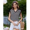 imageGRACE KARIN Womens Sweater Vest Top Striped V Neck Polo Summer Tank TopBlack