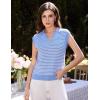 imageGRACE KARIN Womens Sweater Vest Top Striped V Neck Polo Summer Tank TopBlue