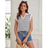 imageGRACE KARIN Womens Sweater Vest Top Striped V Neck Polo Summer Tank TopWhite