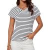 imageGRACE KARIN Womens Summer Tops Short Sleeve V Neck Striped T Shirt Casual Comfy Dressy BlousesWhiteblack Stripe