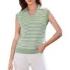 imageGRACE KARIN Womens Sweater Vest Top Striped V Neck Polo Summer Tank TopGreen