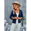 imageGRACE KARIN 2025 Womens 34 Sleeve Crochet Knit Button Down Cardigan Cropped Shrug Bolero Lightweight Sweaters TopsDark Blue