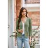 imageGRACE KARIN 2025 Womens 34 Sleeve Crochet Knit Button Down Cardigan Cropped Shrug Bolero Lightweight Sweaters TopsGreen