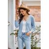 imageGRACE KARIN 2025 Womens 34 Sleeve Crochet Knit Button Down Cardigan Cropped Shrug Bolero Lightweight Sweaters TopsLight Blue