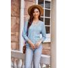 imageGRACE KARIN 2025 Womens 34 Sleeve Crochet Knit Button Down Cardigan Cropped Shrug Bolero Lightweight Sweaters TopsLight Blue