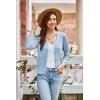 imageGRACE KARIN 2025 Womens 34 Sleeve Crochet Knit Button Down Cardigan Cropped Shrug Bolero Lightweight Sweaters TopsLight Blue