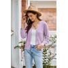 imageGRACE KARIN 2025 Womens 34 Sleeve Crochet Knit Button Down Cardigan Cropped Shrug Bolero Lightweight Sweaters TopsLilac Purple