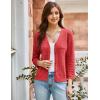 imageGRACE KARIN 2025 Womens 34 Sleeve Crochet Knit Button Down Cardigan Cropped Shrug Bolero Lightweight Sweaters TopsWatermelon Red