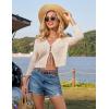 imageGRACE KARIN Cropped Cardigan for Women Tie Front 2025 Summer Lightweight 34 Sleeve Crochet Knit Bolero Shrug SweaterApricot