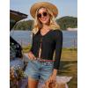 imageGRACE KARIN Cropped Cardigan for Women Tie Front 2025 Summer Lightweight 34 Sleeve Crochet Knit Bolero Shrug SweaterBlack