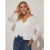 imageGRACE KARIN Cropped Cardigan for Women Tie Front 2025 Summer Lightweight 34 Sleeve Crochet Knit Bolero Shrug SweaterIvory White