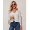 imageGRACE KARIN Cropped Cardigan for Women Tie Front 2025 Summer Lightweight 34 Sleeve Crochet Knit Bolero Shrug SweaterIvory White