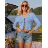 imageGRACE KARIN Cropped Cardigan for Women Tie Front 2025 Summer Lightweight 34 Sleeve Crochet Knit Bolero Shrug SweaterLight Blue