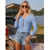 imageGRACE KARIN Cropped Cardigan for Women Tie Front 2025 Summer Lightweight 34 Sleeve Crochet Knit Bolero Shrug SweaterLight Blue