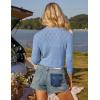 imageGRACE KARIN Cropped Cardigan for Women Tie Front 2025 Summer Lightweight 34 Sleeve Crochet Knit Bolero Shrug SweaterLight Blue