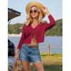 imageGRACE KARIN Cropped Cardigan for Women Tie Front 2025 Summer Lightweight 34 Sleeve Crochet Knit Bolero Shrug SweaterRed