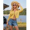 imageGRACE KARIN Cropped Cardigan for Women Tie Front 2025 Summer Lightweight 34 Sleeve Crochet Knit Bolero Shrug SweaterYellow