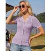 imageGRACE KARIN Women 2025 Short Sleeve Cardigan Sweater Lightweight Crochet Shrug Puff Sleeve Button HollowedOut Knit TopsPink Purple