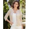 imageGRACE KARIN Women 34 Sleeve Crochet Cardigan 2025 Summer Cardigan Sweater Hollow Out Lightweight Gold Button CardiganBeige