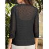 imageGRACE KARIN Women 34 Sleeve Crochet Cardigan 2025 Summer Cardigan Sweater Hollow Out Lightweight Gold Button CardiganBlack