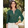 imageGRACE KARIN Women 34 Sleeve Crochet Cardigan 2025 Summer Cardigan Sweater Hollow Out Lightweight Gold Button CardiganGreen