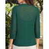 imageGRACE KARIN Women 34 Sleeve Crochet Cardigan 2025 Summer Cardigan Sweater Hollow Out Lightweight Gold Button CardiganGreen