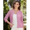 imageGRACE KARIN Women 34 Sleeve Crochet Cardigan 2025 Summer Cardigan Sweater Hollow Out Lightweight Gold Button CardiganPink