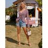 imageGRACE KARIN Women Hollow Out Cardigan Sweater Lapel Tie Front Crochet Knit Shrugs Long Bell Sleeves with Ruffled HemGrey Pink