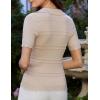 imageGRACE KARIN Women Short Sleeve Sweater V Neck Knit Polo Sweater Pullover 2025 Summer Ribbed Sweater Top ShirtsBeige