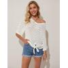 imageGRACE KARIN Women Summer Casual 34 Batwing Sleeve Pullover Sweater V Neck Loose HollowedOut Tie Front Knit BlousesApricot