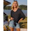 imageGRACE KARIN Women Summer Casual 34 Batwing Sleeve Pullover Sweater V Neck Loose HollowedOut Tie Front Knit BlousesBlack