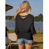 imageGRACE KARIN Women Summer Casual 34 Batwing Sleeve Pullover Sweater V Neck Loose HollowedOut Tie Front Knit BlousesBlack