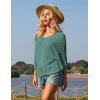 imageGRACE KARIN Women Summer Casual 34 Batwing Sleeve Pullover Sweater V Neck Loose HollowedOut Tie Front Knit BlousesGreen