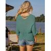 imageGRACE KARIN Women Summer Casual 34 Batwing Sleeve Pullover Sweater V Neck Loose HollowedOut Tie Front Knit BlousesGreen